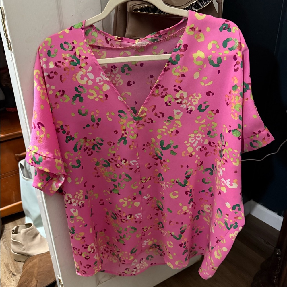JODIFL Pink Multicolor Pattern Blouse